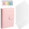 A6 Binder, 6 Löcher Budget Planner Notizbuch Ordner Budget Ringbuch mit 200 Stück Haftnotizen Tabs für Bargeld Kreditkarten Briefmarken (Rosa)