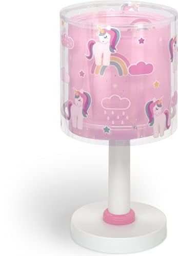 Dalber Kinder Tischlampe Nachttischlampe kinderzimmer Einhörner Tiere Unicorns, Kinderzimmer, Nachttischlampe, 41591, E14, Rosa