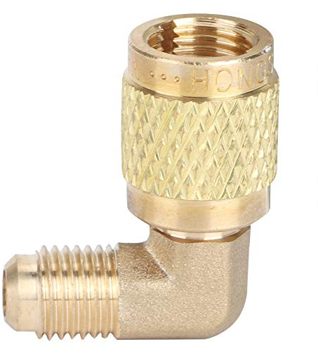 Tissting 90° Adapter Verbinder, Hochwertiger Messing Gaswinkel Adapter für R410A Klimaanlagen, 90° Eckverbinder für HVAC-Systeme, 32 MPa Druckfestigkeit, für Kühler und Gasleitungen
