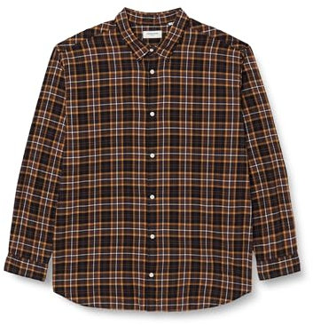 JACK&JONES PLUS Jorjoshua Check Camiseta LS Pls Camisa de Ocio, marrón, 4XL para Hombre