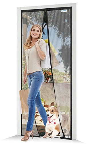 Moustiquaire Porte Fenetre 90x210, JOY2SEE Rideau Moustiquaire Magnétique Noir, Protéger Votre Famille