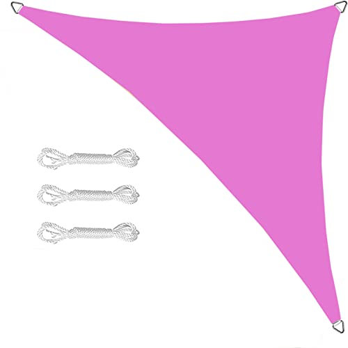 MAZZIF Dreieckiges Sonnensegel, Schattendach, wasserdichtes Sonnenschutz- und UV-Schutz-Sonnensegel, perfekt für Garten- und Terrassenpartys im Freien, mit gratis Seilmarkise,Pink