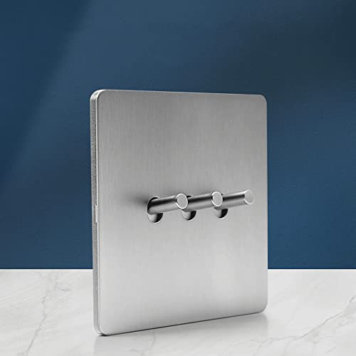 MAXEPO Interrupteur d'éclairage mural Interrupteur en laiton Gris mat Interrupteur à levier 86 Type Acier inoxydable pur Couleur primaire 1-4 Gang 2 Voies Panneau brossé dissimulé Double commande Pris