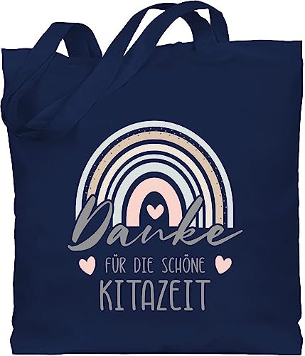 Baumwolltasche - Erzieher - Taschen - Danke für die schöne Kitazeit Boho Regenbogen - Unisize - Navy Blau - geschenk erzieherin erziehertaschen kindergärtner kita tasche geschenke erzieherinnen