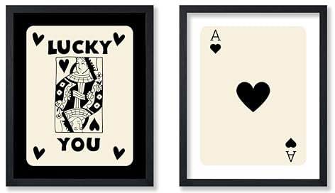 Poster Master 2-teiliges Spielkarten-Poster – Lucky You Print – Herz-Ass Kunst – trendige Kunst – Pop-Art – Geschenk für Sie und Ihn – Minimale Dekoration für Wohnheim, Schlafzimmer oder Wohnzimmer –