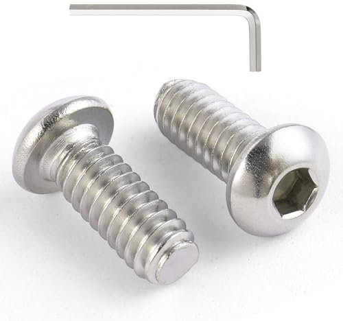 VGBUY 100 viti a testa cilindrica da 1/4-20 x 3/8, in acciaio inossidabile 304 18-8, con attacco esagonale a brugola, finitura lucida, completamente filettate, chiave esagonale inclusa (VG30301)