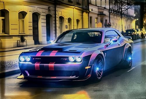 Samarkand - Lights LED Bild mit Beleuchtung LED - Bilder Leinwandbild 65 x 45 cm Leuchtbild Wandbild mit beleuchtung US CAR/Sportwagen/Sportscar