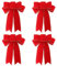 GXGM Paquet de 4 nœuds, Gros nœuds Rouges, nœuds en Velours, Grands nœuds, guirlandes pour décoration de Porte d'entrée et de cheminée
