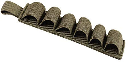 WyldSenc Porta cartucce per Fucili - Porta cartucce per Munizioni 6 Rotondi - Porta Munizioni tattico in Nylon con Strisce adesive per cartucce per Fucili Airsoft(Green)