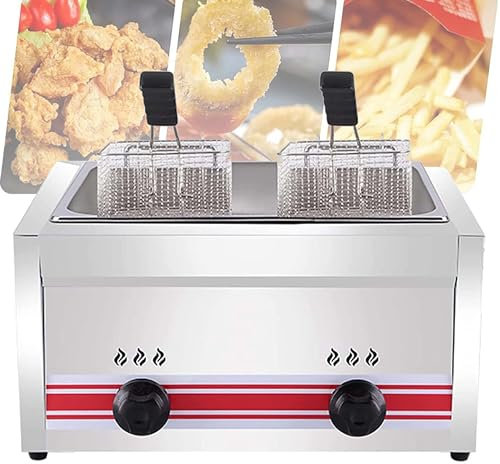 DPDZSW Friteuse à Gaz Grande Capacité 10/20/30L, Friteuse en Acier Inoxydable Commerce, Contrôle De Température Autonome, pour Chips, Beignets, Poissons,Singlecylinder20L