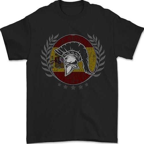 Camiseta española para hombre, 100 % algodón, diseño de la bandera de España para culturismo, Negro, S