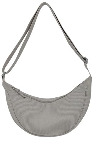 HIOQFR Halbmond Crossbody Bag Damen Hobo Half Moon Tasche Sling Bag Cord Bauchtasche Stylisch Crossbody Schultertasche Tragbare Halfmoon Bag Tasche Dumpling Klein Umhängetasche Casual für Frauen-Grau