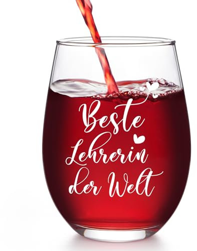 Joymaking Weinglas mit Gravur - Beste Lehrerin der Welt, Abschiedsgeschenk Lehrerin, Lehrerin Geschenk, Beste Lehrerin Geschenke, Geschenk für Lehrerin, Dankeschön Geschenke, Weinglas 17oz