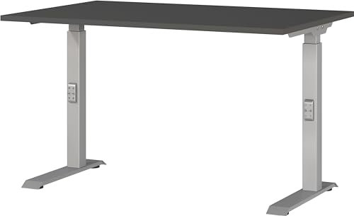 Germania Schreibtisch 7910-640, in Graphit/Silber, me. höheneinst., 120 x 91 x 80 cm (BxHxT)