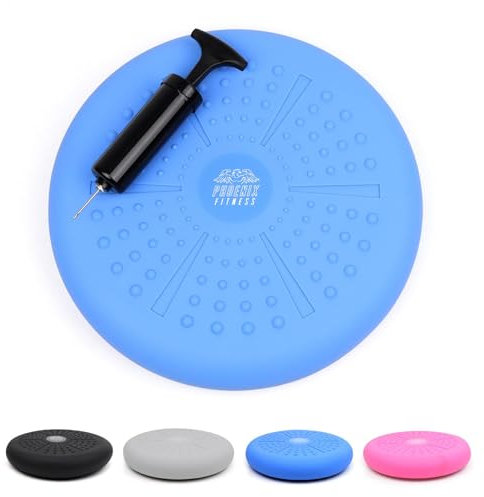 Phoenix Fitness Wobble Cushion - Non-Slip Stability Cushion for Core Strength with Hand Pump - Balance Disc for Adults Physio and Rehab - Sensory Wiggle Seat for Kids - Blue