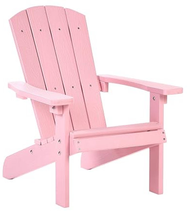 Beliani Chaise de Jardin pour Enfants en Plastique Effet Bois pour Terrasse Patio Rose Clair Adirondack