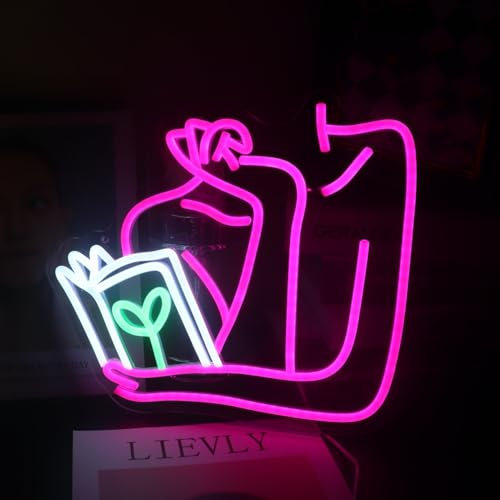Lesebuch für Mädchen, LED-Licht, benutzerdefinierte Frau liest Buch-Neonschild, Buch-Lady-Neonlicht, Buchwurm-Leser, Club, Zimmer, Spielzimmer, Wandkunst, Dekorationen, Weihnachten,