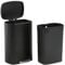 50 L Garbage Can Kitchen Trash Can with Lid for Office Bedroom Bathroom Step Trash Bin Fingerprint-Proof Brushed Stainless Steel，Black