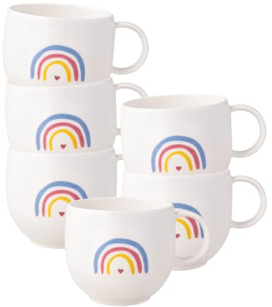 Villeroy & Boch With Love Be Happy Lot de 6 tasses à anse 290 ml pour café et thé en porcelaine de qualité supérieure Passe au lave-vaisselle et au micro-ondes