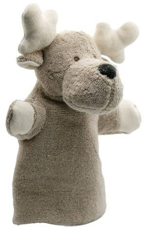 Cute Since 1999 Graues Rentier Handpuppe für Kinder ab 0 Monate - Biologische Handpuppe für Junge & Mädchen - Sachen & Geschenk für Neugeborene - Rentier für Puppentheater Kinder - 26 x 20 cm
