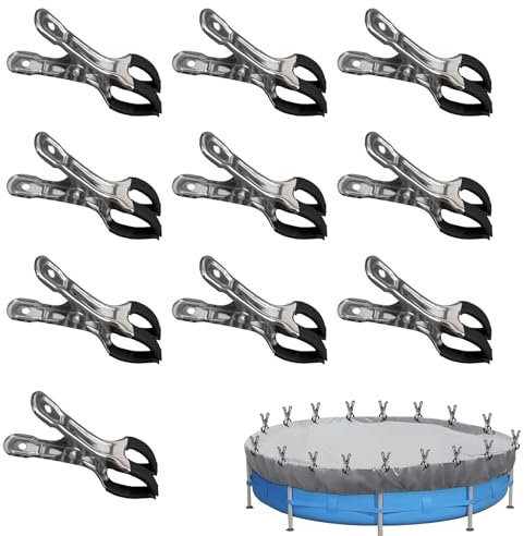 Lot de 10 Pinces en Métal pour Piscines Hors-Sol - Forte Force de Serrage, Film de Protection pour Collage, Photographie (Double Clip Buccal Noir)