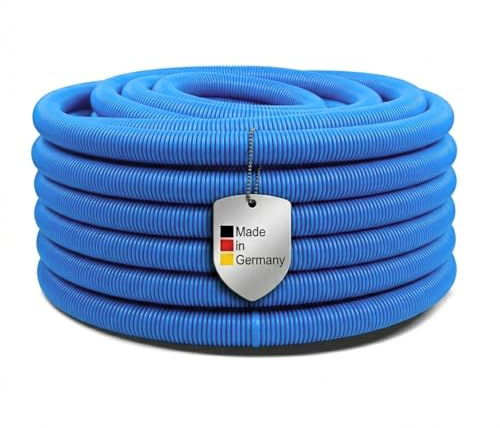 POOL Total Schwimmbadschlauch Ø 32 mm Blau - Flexibler Poolschlauch aus PE - Integrierte Muffen alle 1,50 m - Trittfest & beständig - Made in Germany - 6 m