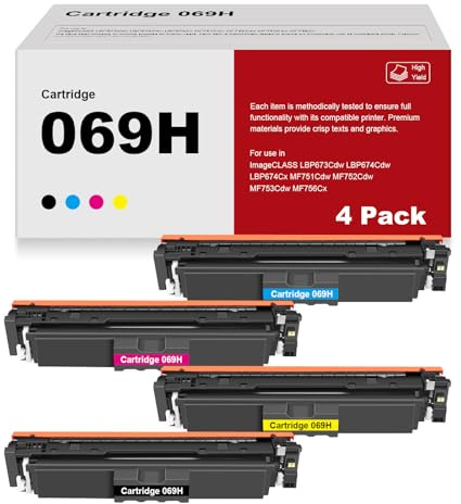 069H Tonerkartuschen-Set, hohe Kapazität, wiederaufbereitet, Ersatz für Canon 069H 069, 4 Stück für imageCLASS MF753Cdw MF751Cdw LBP674Cdw Drucker