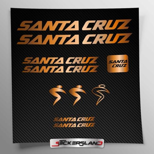 Aufkleber-Set kompatibel mit Santa Cruz Rahmen MTB Mountainbike und Helm | Decals Aufkleber für Fahrrad Schriftzug Logos | Stickersland® (Kupfer / Bronze glänzend metallisiert)