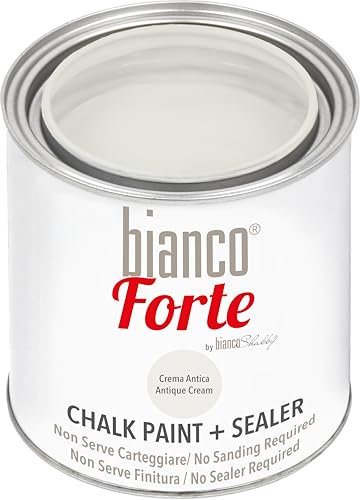 Bianco Forte - Crema Antica - (250ml) Vernice a Gesso con Finitura/Protettivo 2-in-1: Chalk Paint Super Resistente per Mobili, Pareti e Porte – Asciugatura Rapida, Interni/Esterni, Opaca