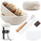 Gärkorb zum Brotbacken inkl.Komplettes Sauerteig-Starter-Set,10-Zoll ovales und 9-Zoll rundes Hefebrot-Backzubehör mit Einlage,Silikon-Brotschlinge,Hefe-Treibmittel-Glas (B)