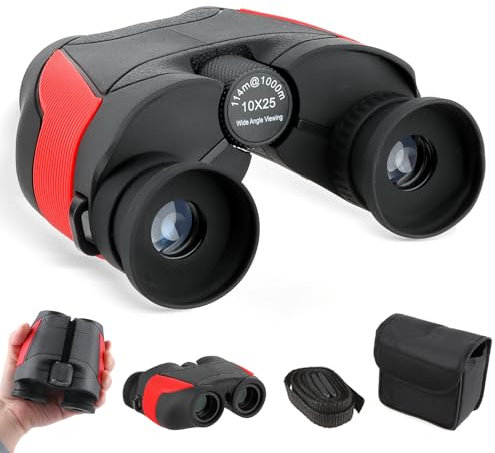 FOCUHUNTER 10 x 25 Kompaktes Fernglas mit Koffer, Fokusrad, mehrfach beschichtetes BAK9-Prismen-Teleskop, wasserdichte Vogelbeobachtungsoptik für Wandern, Reisen, Konzert, Sport für Erwachsene und