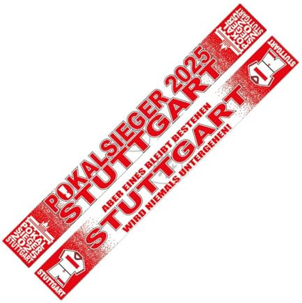 Wallitschek STUTTGART Schal - Pokalsieger 2025, Fussball, 1893, Pokalsieg 2025, rot-weiss, Königreich Württemberg