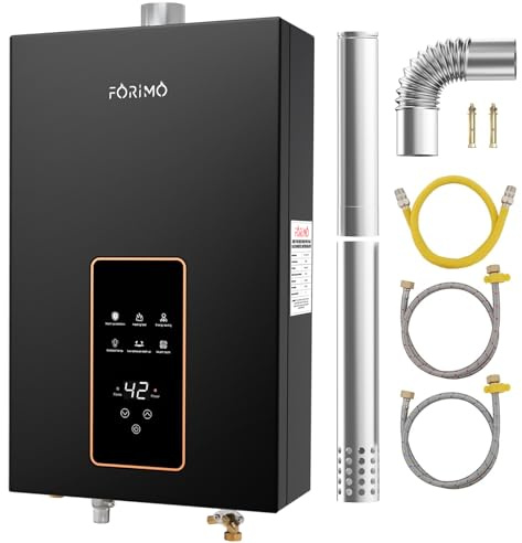 LNG - Scaldabagno senza serbatoio, 18 litri, per interni, scaldabagno istantaneo a gas naturale, con display digitale Fahrenheit, multiprotezione (grigio) (LNG)