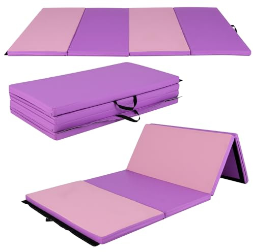 COSTWAY 240 x 116 x 5 cm Weichbodenmatte, Gymnastikmatte klappbar, Turnmatte mit Klettverschluss und 2 Tragegriffe, Yogamatte, Klappmatte, Fitnessmatte für Zuhause