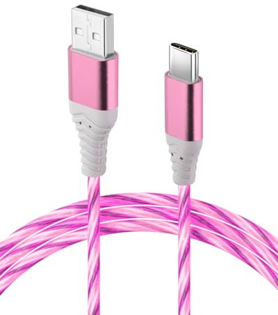 RTDHO Light up Charging Cable 2M,USB C Charger Cable 60W Fast Charging | Type C Cable USB A to C Data Transmission Glowing LED Lead for iPhone iPad Huawei P9 Pixel 7 Samsung Galaxy S23 Switch Red