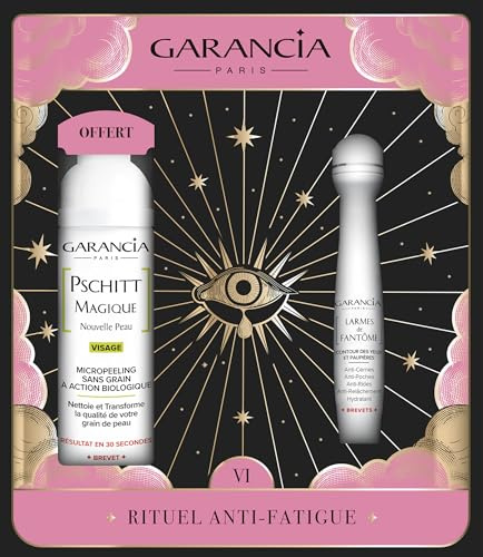 Garancia Coffret Rituel Anti-Fatigue Yeux Anti-Cernes Poches Regard Reposé | Roll-on Larmes de Fantôme et micropeeling Pschitt Magique. 95% d'origine naturelle, regard défatigué dès 3 jours