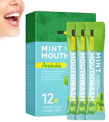 Minze Mundspüler, Antiplaque Mundwasser, Mini-Mundspülung Einzeln Verpack, Reduziert Zahnbelag Frischer, Entspannung, übt Eine Effektive Antiplaque-Wirkung Aus,Zahnreinigung,12PCS