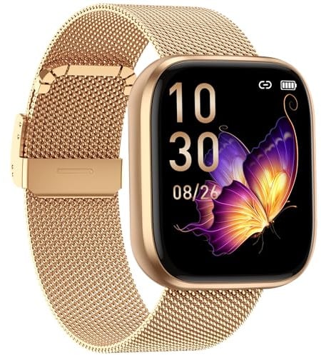 Smartwatch Damen mit Telefonfunktion 1,85 Zoll Touchscreen Fitness Tracker 120+ Sportmodi IP68 Wasserdicht Fitnessuhr mit Herzfrequenz SpO2 Schlafmonitor Schrittzähler Smart Watch für iOS Android
