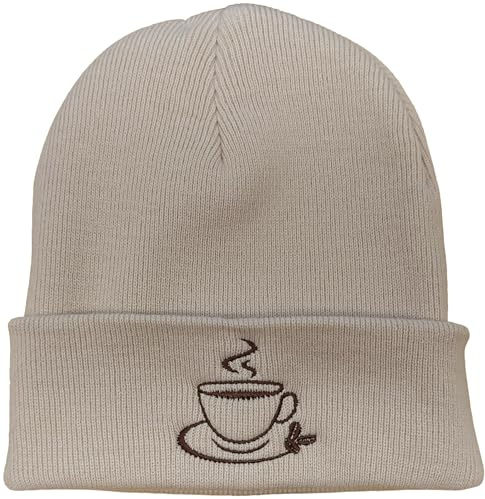 Baddery Beanie - „Kaffeetasse“ - Bestickte Strickmütze | Warme Wintermütze für Herren & Damen