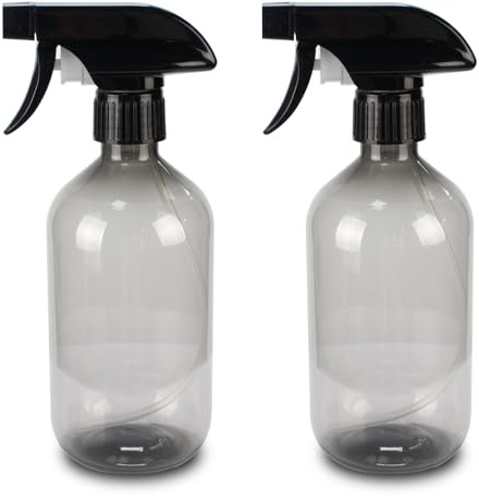 JinZeYou 2 Stück 500 ml Sprühflaschen zur Reinigung, leere Kunststoff-Wassersprühflaschen, verstellbar, nachfüllbar, Sprühflasche, Zerstäuber für Zuhause, Garten, Haarpflanzen (grau) (grau)