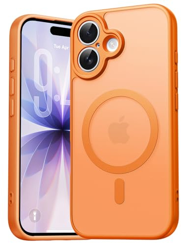 EASDNB für iPhone 17 Hülle für Magsafe mit Kameraschutz, Magnetisch Handyhülle für iPhone 17 Stoßfeste Kratzfeste Durchscheinende Matt Rückseite Schutzhülle für iPhone 17 Case, Orange