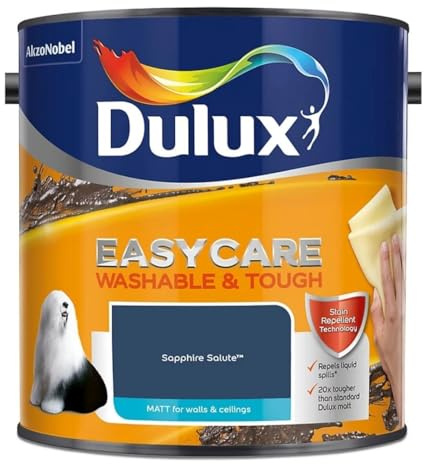 Sapphire Salute Dulux Easycare Matt Emulsion Paint 2.5L – Washable & Stain Resistant, Durable Matt Finish, Quick Dry, Low Odour Interior Wall & Ceiling Paint