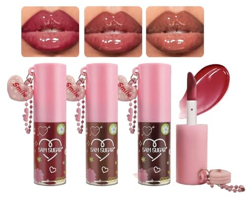 Set Di 3 Lucidalabbra Idratanti, Lucidalabbra Gelatinoso, Lip Gloss Volumizzante per Donne Lipgloss Marrone Idratante Naturale, Rossetto Liquido Lucido