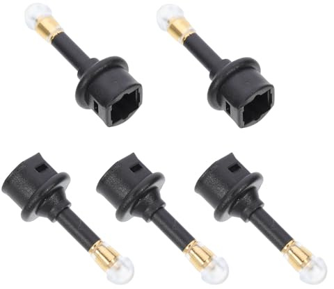 GALPADA Adattatore Audio Ottico Digitale Nero 5 Pezzi Ingresso Automatico, Uscita Jack Cuffie 3,5mm, Materiale Pvc e Fibra Ottica per Uso Portatile