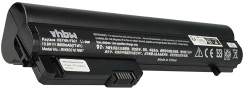 Battery LI-ION 6600mAh 10.8V suitable for HP Compaq 2510p, HP EliteBook 2530p, HP EliteBook 2540p Notebook-PC replaces BJ803AA, HSTNN-XB21 etc.