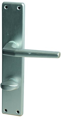 Alpertec 40364110PO Aluminium Türbeschlag Tanja II - LS Langschildgarnitur für Badtüren in silber eloxiert WC 78 MM mit Sperrriegel, für Badezimmertüren