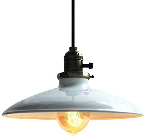 Glighone Pendelleuchte Weiss Deckenleuchte Hängend Hängelampe E27 Retro Vintage Hängeleuchte für Schlafzimmer Wohnzimmer Esstisch Küchenlampe Suspension