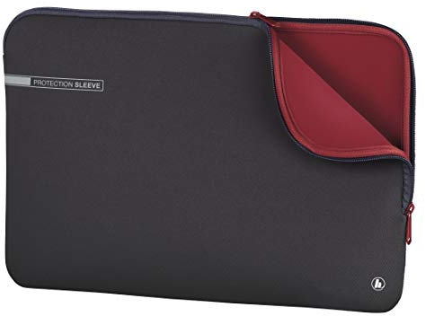 Hama Laptoptasche Neoprene mit Kratzschutz (Notebook Tasche für Damen und Herren, widerstandsfähige Laptophülle mit weichem Innenfutter, 40 cm, 15,6 Zoll) grau, rot