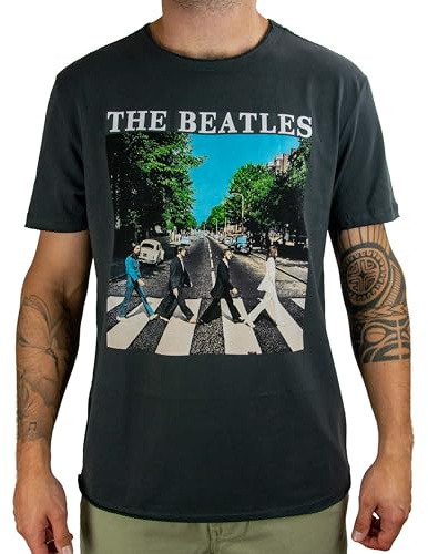 Amplified The Beatles-Abbey Road T-Shirt für Herren, Grau (Charcoal Cc), S