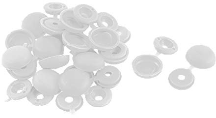 widesakll 100 Stück Scharnier Kunststoff Schraubenabdeckungen weiß (Fold Snap Kappen)